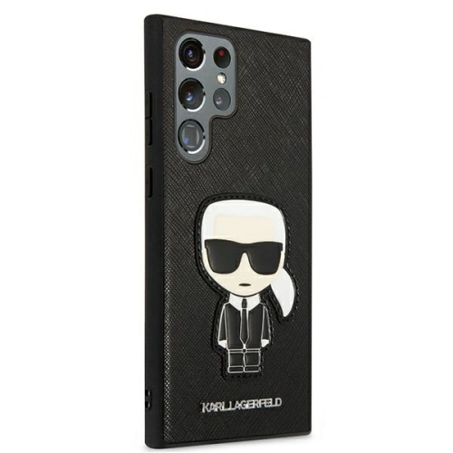 Kup Etui Karl Lagerfeld KLHCS22LOKPK Samsung Galaxy S22 Ultra czarny/black hardcase Saffiano Ikonik Karl`s Patch - KLD797BLK - {ean13} - Sklep Home Screen