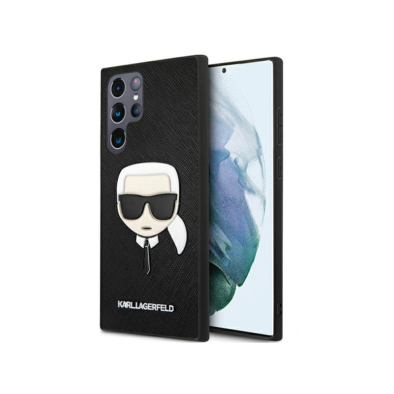 homescreen.pl - Etui Karl Lagerfeld KLHCS22LSAKHBK Samsung Galaxy S22 Ultra czarny/black hardcase Saffiano Ikonik Karl`s Head