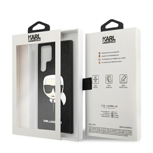 Kup Etui Karl Lagerfeld KLHCS22LSAKHBK Samsung Galaxy S22 Ultra fekete/black hardcase Saffiano Ikonik Karl feje - KLD798BLK - {ean13} - Sklep Home Screen