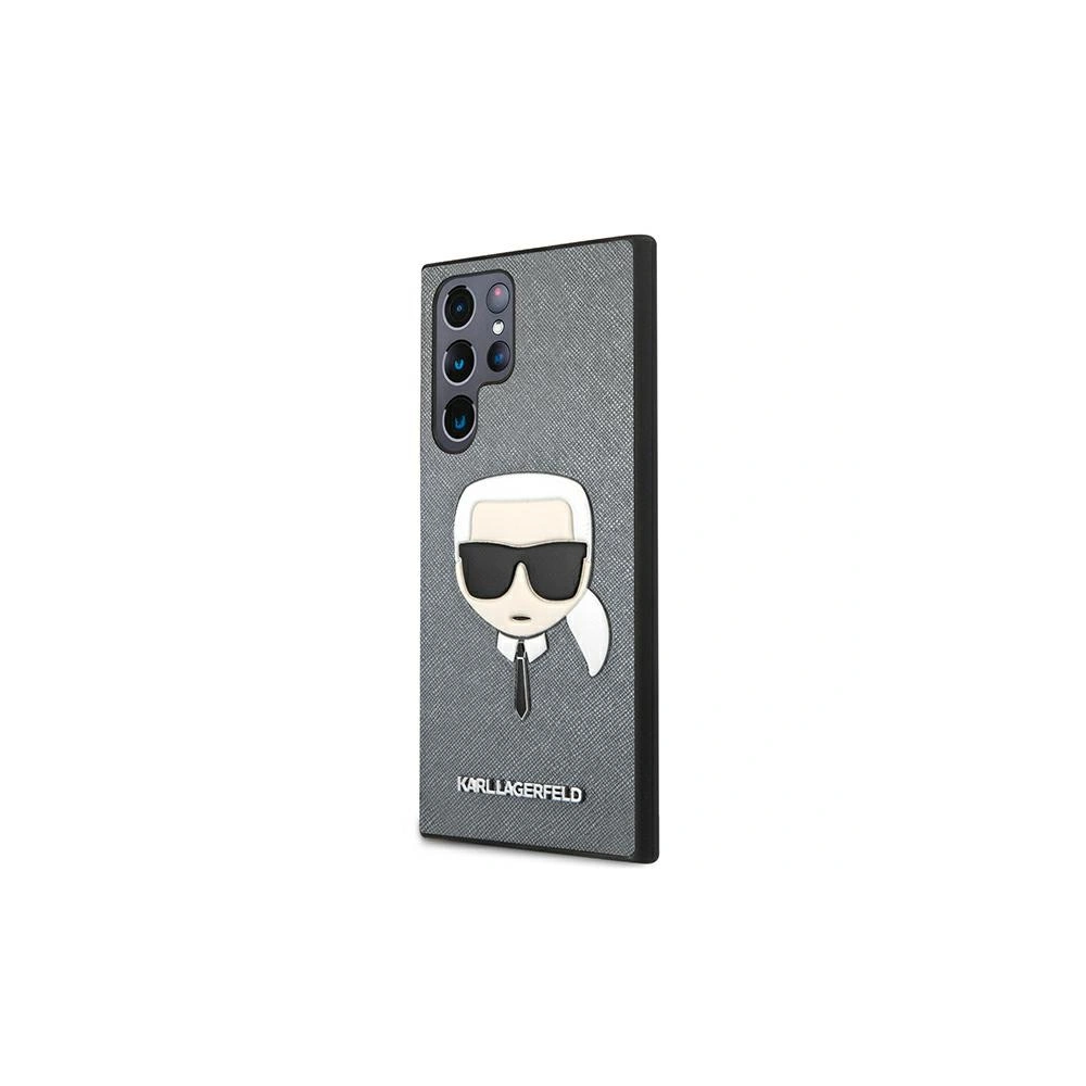 homescreen.pl - Etui Karl Lagerfeld KLHCS22LSAKHSL Samsung Galaxy S22 Ultra srebrny/silver hardcase Saffiano Ikonik Karl`s Head