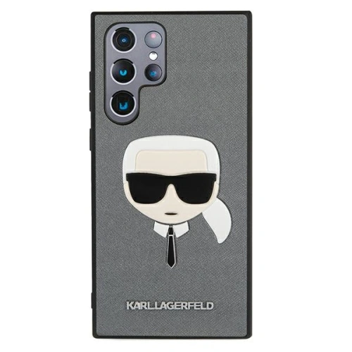 Kup Etui Karl Lagerfeld KLHCS22LSAKHSL Samsung Galaxy S22 Ultra srebrny/silver hardcase Saffiano Ikonik Karl`s Head - KLD799SLV - {ean13} - Sklep Home Screen