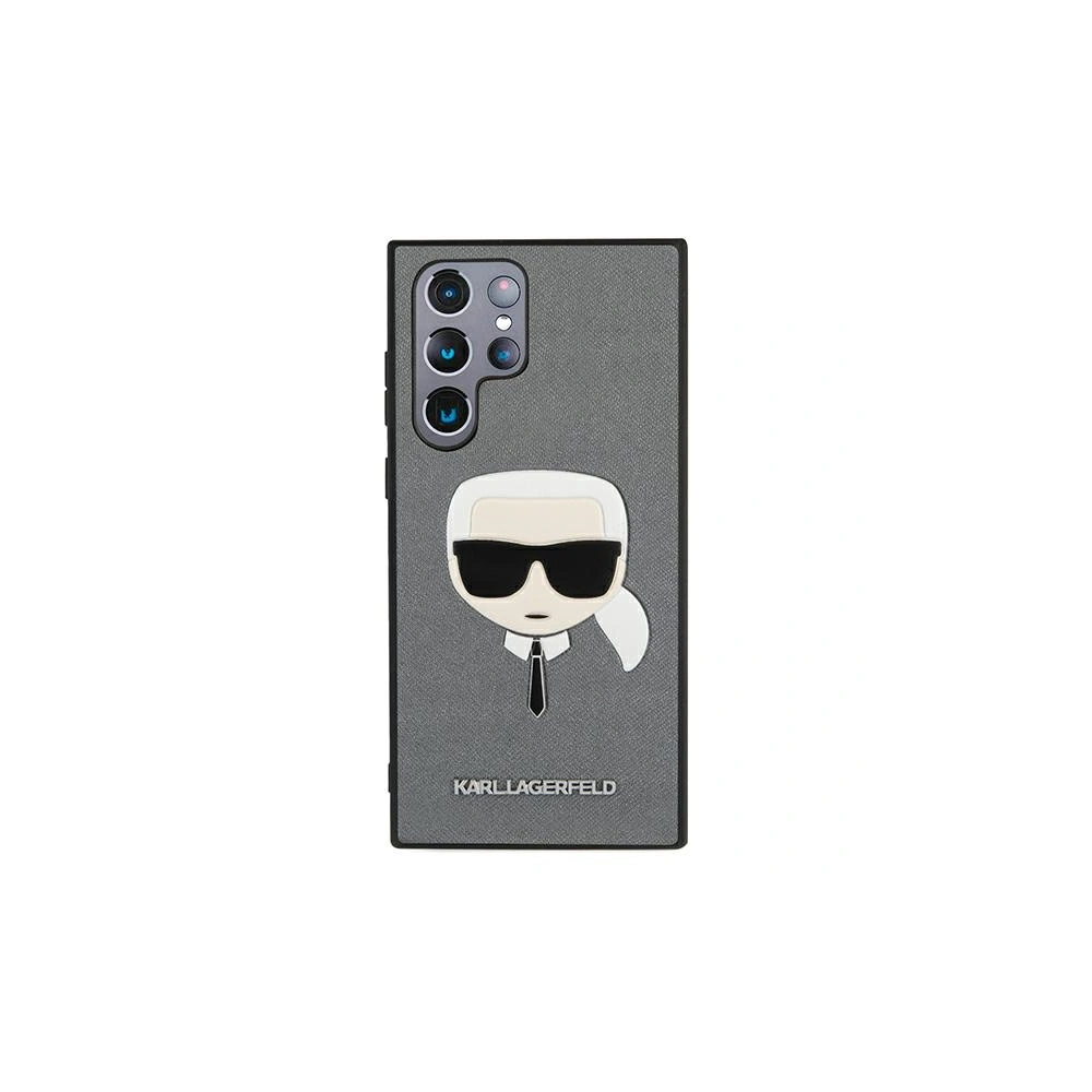 homescreen.pl - Etui Karl Lagerfeld KLHCS22LSAKHSL Samsung Galaxy S22 Ultra srebrny/silver hardcase Saffiano Ikonik Karl`s Head
