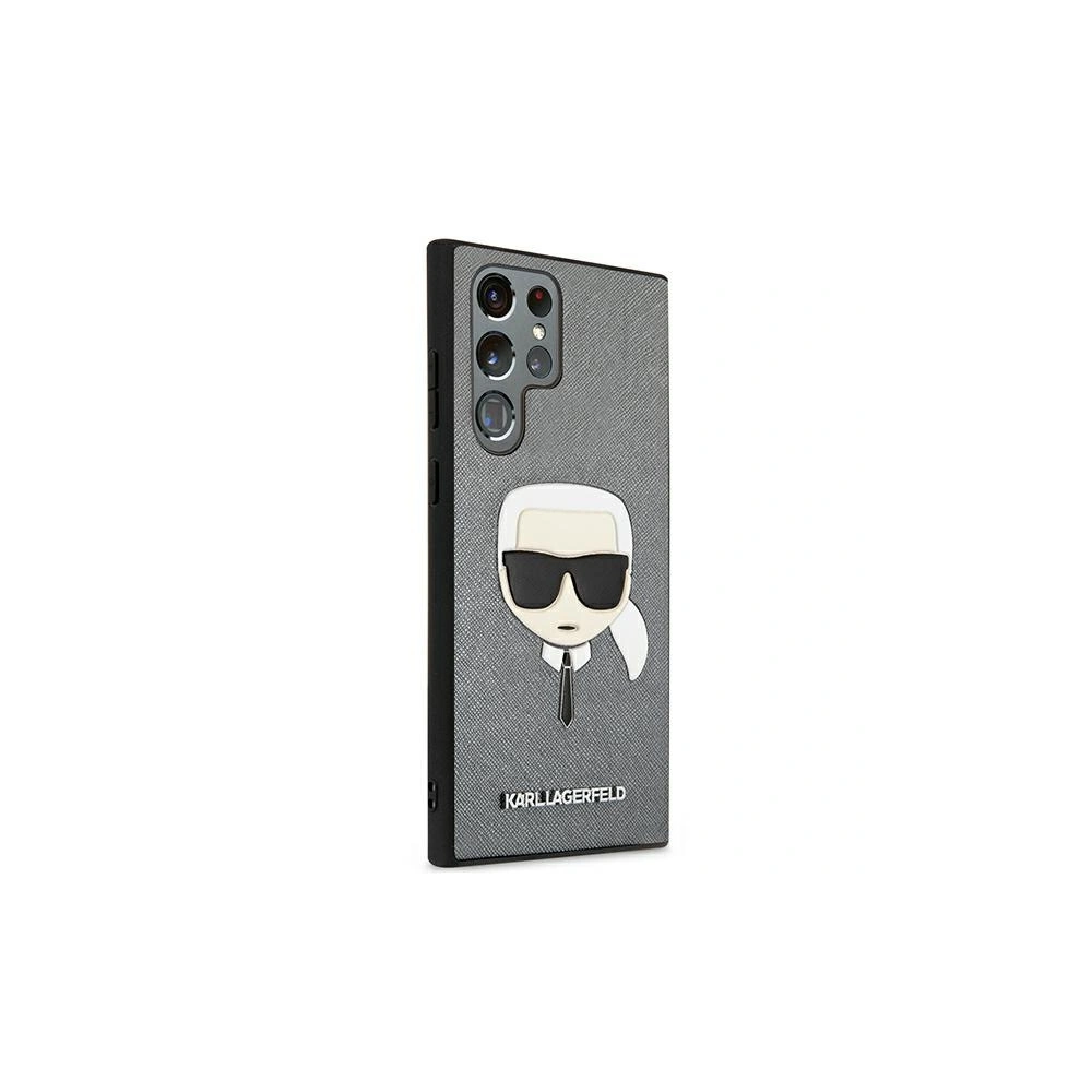 homescreen.pl - Etui Karl Lagerfeld KLHCS22LSAKHSL Samsung Galaxy S22 Ultra srebrny/silver hardcase Saffiano Ikonik Karl`s Head