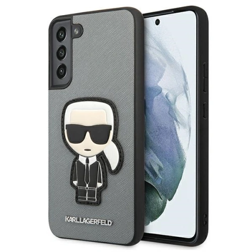 Buy Karl Lagerfeld KLHCS22MOKPG Samsung Galaxy S22+ Plus silver hardcase Saffiano Ikonik Karl`s Patch - KLD800SLV - {ean13} - Home Screen Store Europe