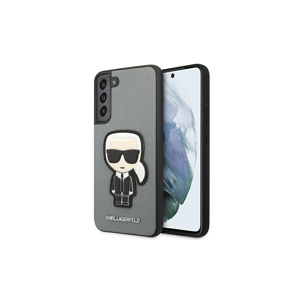homescreen.pl - Etui Karl Lagerfeld KLHCS22MOKPG Samsung Galaxy S22+ Plus srebrny/silver hardcase Saffiano Ikonik Karl`s Patch