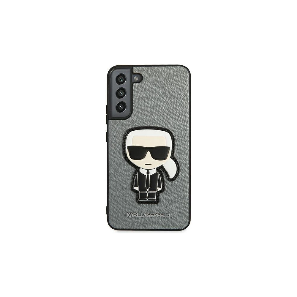 homescreen.pl - Etui Karl Lagerfeld KLHCS22MOKPG Samsung Galaxy S22+ Plus srebrny/silver hardcase Saffiano Ikonik Karl`s Patch