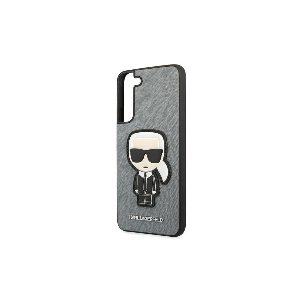 homescreen.pl - Etui Karl Lagerfeld KLHCS22MOKPG Samsung Galaxy S22+ Plus srebrny/silver hardcase Saffiano Ikonik Karl`s Patch