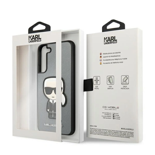 Buy Karl Lagerfeld KLHCS22MOKPG Samsung Galaxy S22+ Plus silver hardcase Saffiano Ikonik Karl`s Patch - KLD800SLV - {ean13} - Home Screen Store Europe