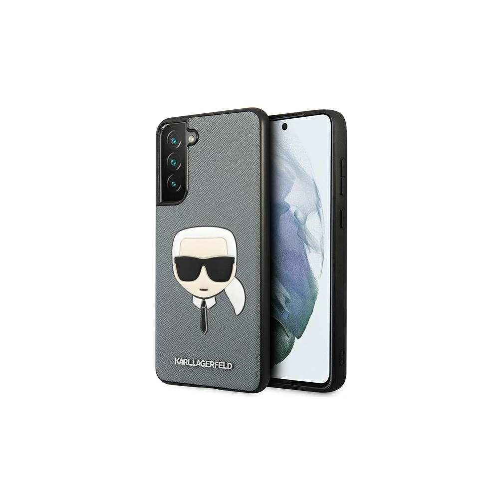 Etui Karl Lagerfeld KLHCS21FSAKHSL Samsung Galaxy S21 FE srebrny/silver hardcase Saffiano Ikonik Karl`s Head