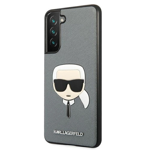 Kup Etui Karl Lagerfeld KLHCS21FSAKHSL Samsung Galaxy S21 FE srebrny/silver hardcase Saffiano Ikonik Karl`s Head - KLD805SLV - {ean13} - Sklep Home Screen