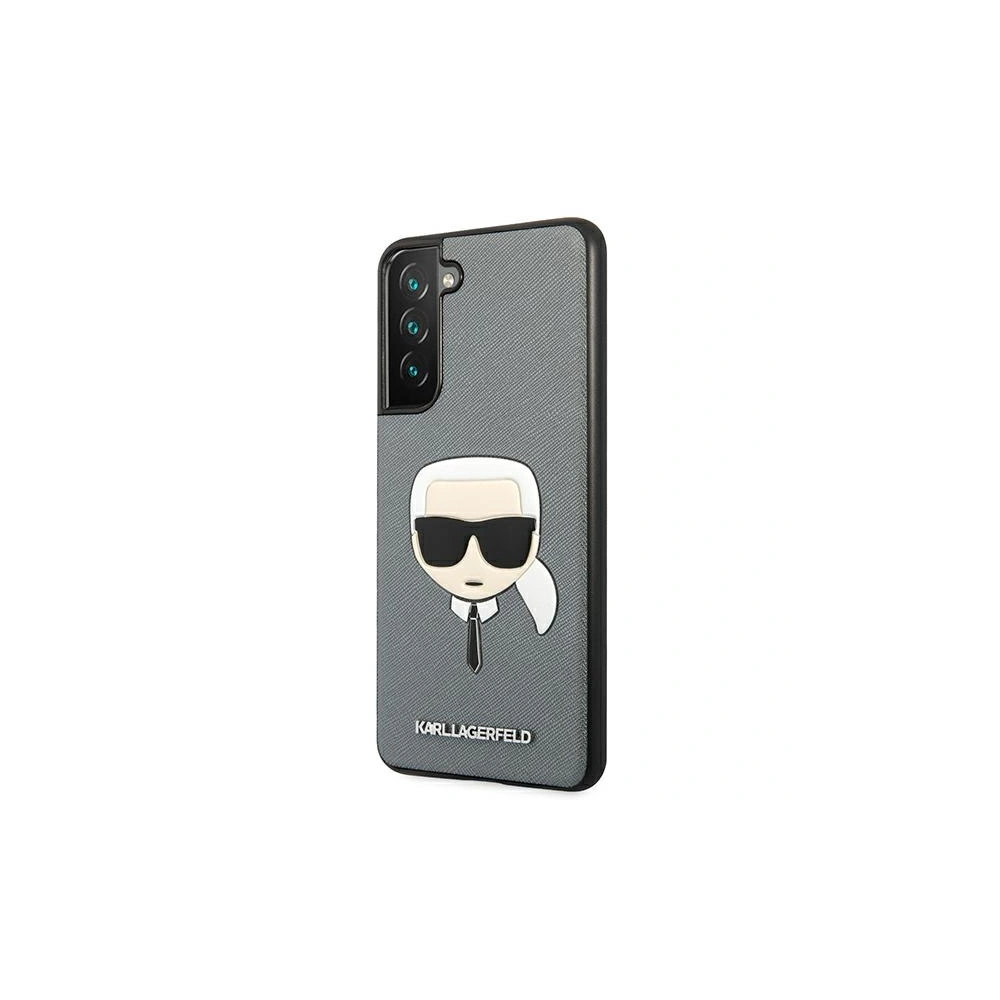 Etui Karl Lagerfeld KLHCS21FSAKHSL Samsung Galaxy S21 FE srebrny/silver hardcase Saffiano Ikonik Karl`s Head