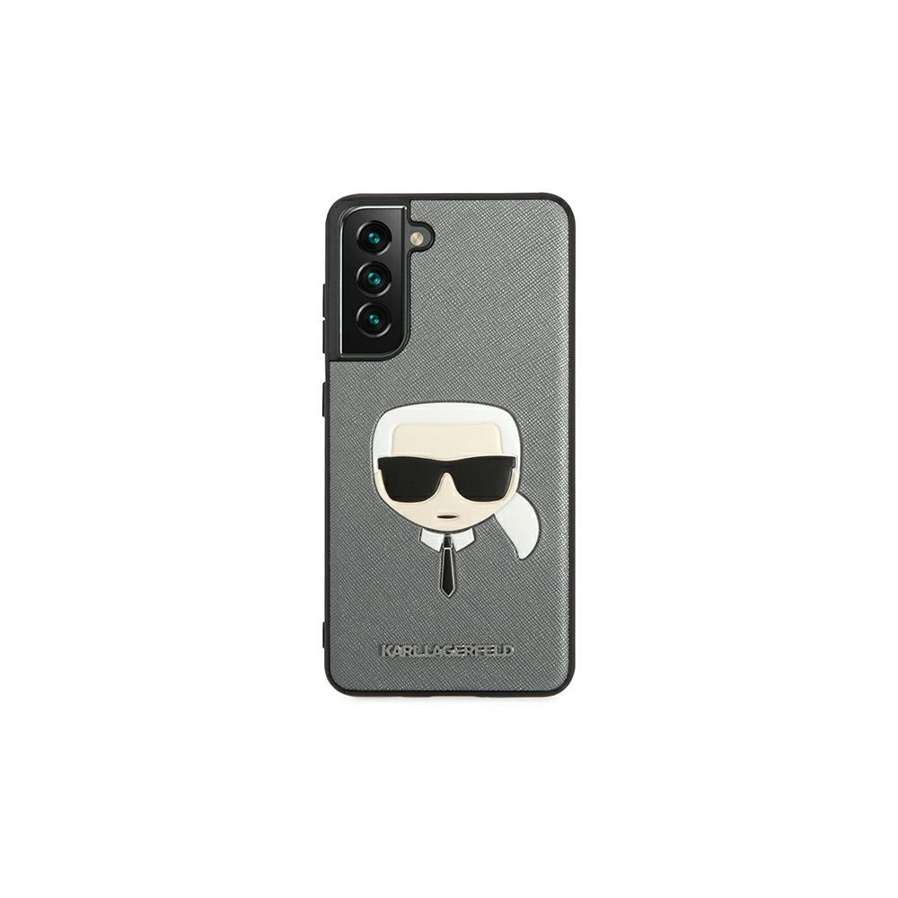 Etui Karl Lagerfeld KLHCS21FSAKHSL Samsung Galaxy S21 FE srebrny/silver hardcase Saffiano Ikonik Karl`s Head