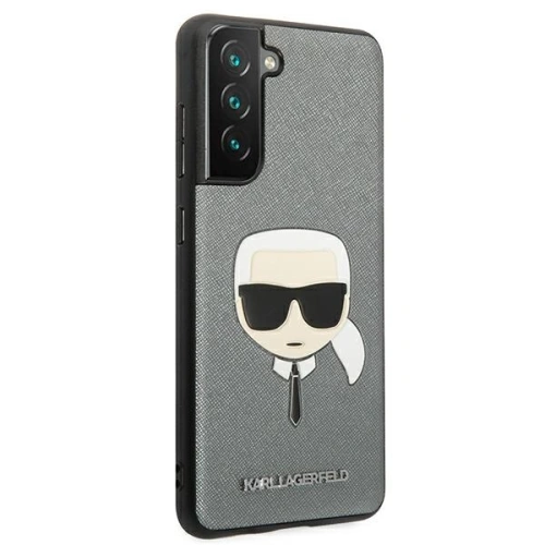 Kup Etui Karl Lagerfeld KLHCS21FSAKHSL Samsung Galaxy S21 FE stříbrný/silver hardcase Saffiano Ikonik Karl`s Head - KLD805SLV - {ean13} - Sklep Home Screen
