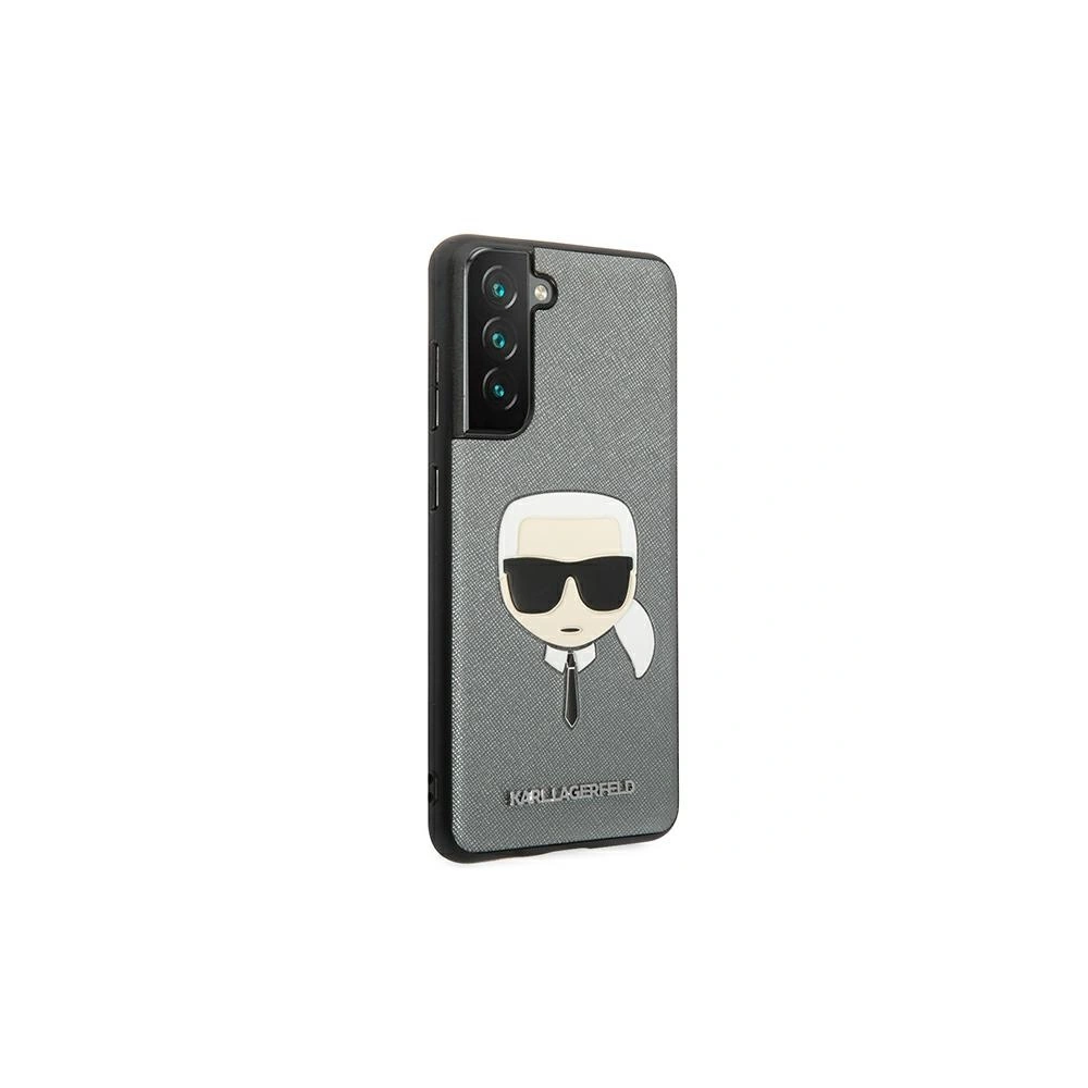 Etui Karl Lagerfeld KLHCS21FSAKHSL Samsung Galaxy S21 FE srebrny/silver hardcase Saffiano Ikonik Karl`s Head