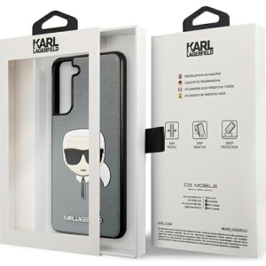 Kup Etui Karl Lagerfeld KLHCS21FSAKHSL Samsung Galaxy S21 FE srebrny/silver hardcase Saffiano Ikonik Karl`s Head - KLD805SLV - {ean13} - Sklep Home Screen