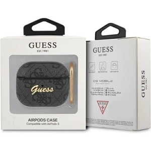 Kup Etui Guess GUA34GSMK Apple AirPods 3 szary/grey 4G Script Metal Collection - GUE1567 - {ean13} - Sklep Home Screen