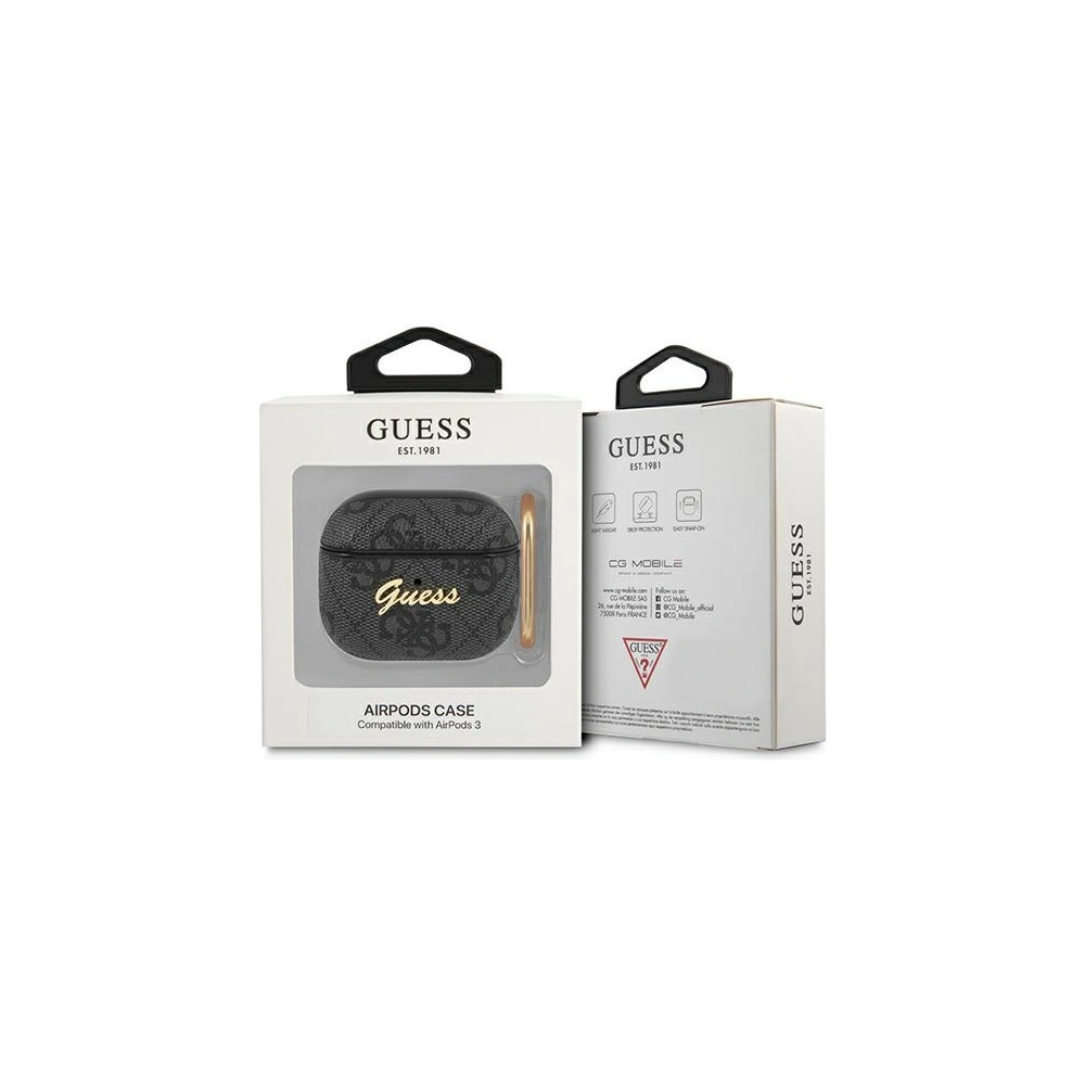 Etui Guess GUA34GSMK Apple AirPods 3 szary/grey 4G Script Metal Collection