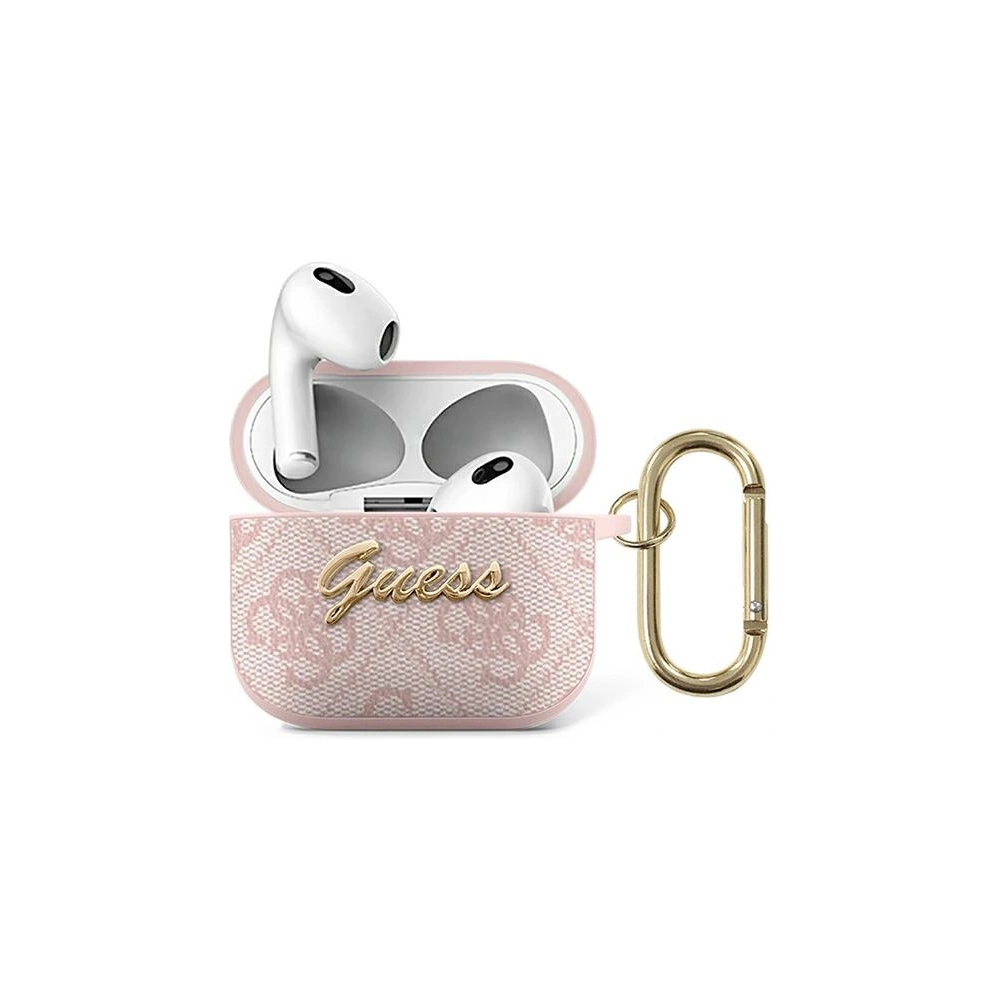 Etui Guess GUA34GSMP Apple AirPods 3 różowy/pink 4G Script Metal Collection