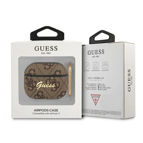 Kup Etui Guess GUA34GSMW Apple AirPods 3 hnědý/brown 4G Script Metal Collection - GUE1569 - {ean13} - Sklep Home Screen