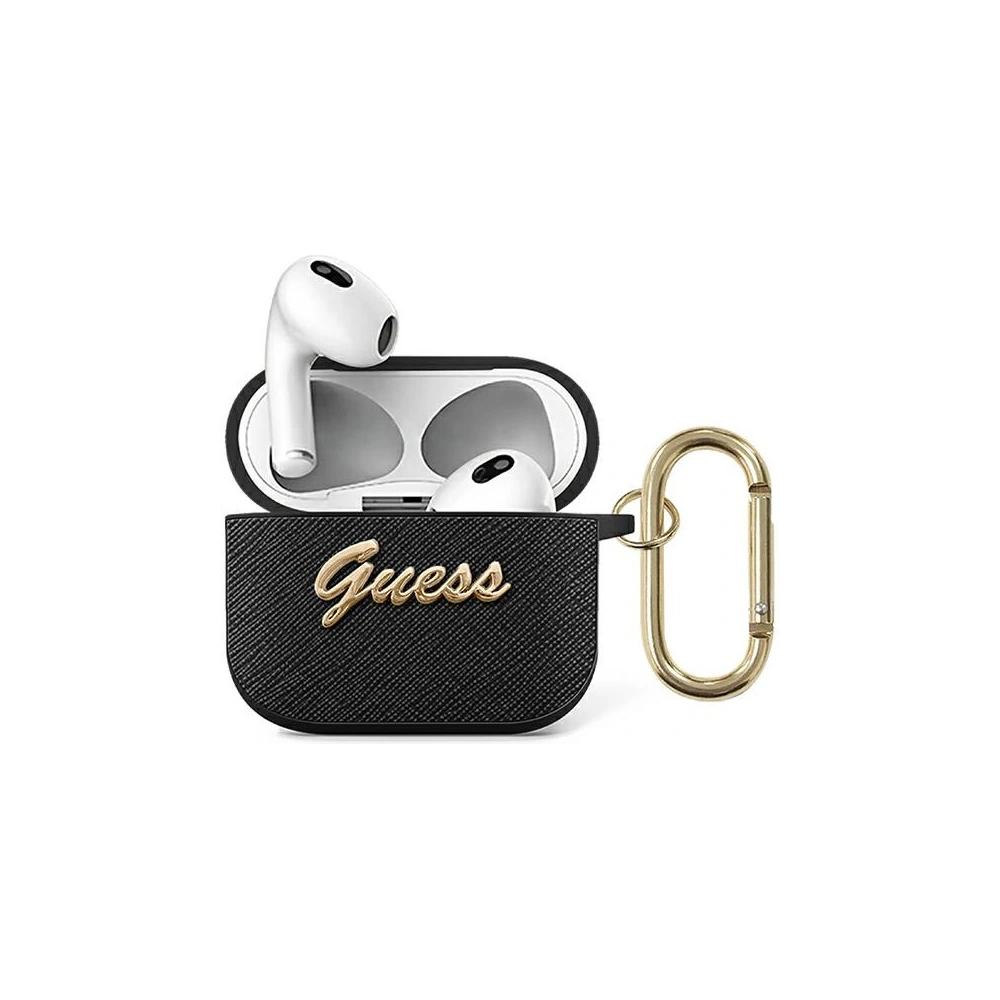 Etui Guess GUA3SASMK Apple AirPods 3 czarny/black Saffiano Script Metal Collection