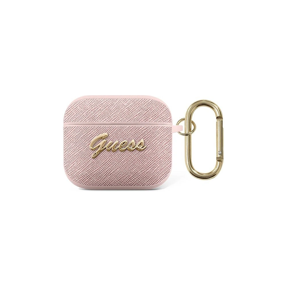 Etui Guess GUA3SASMP Apple AirPods 3 różowy/pink Saffiano Script Metal Collection