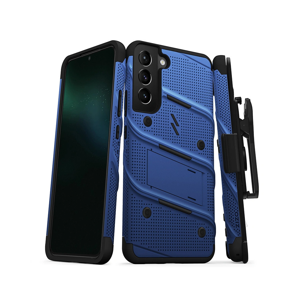 homescreen.pl - Pancerne etui ZIZO BOLT Series Samsung Galaxy S22+ Plus ze szkłem 9H na ekran + uchwyt z podstawką (niebieski)