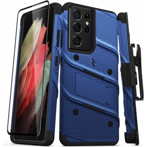 Buy Zizo Bolt Cover - Samsung Galaxy S21 Ultra 5G armored case with 9H glass for the screen + stand & belt clip (red / black) - ZIZ104BLU - {ean13} - Home Screen Store Europe