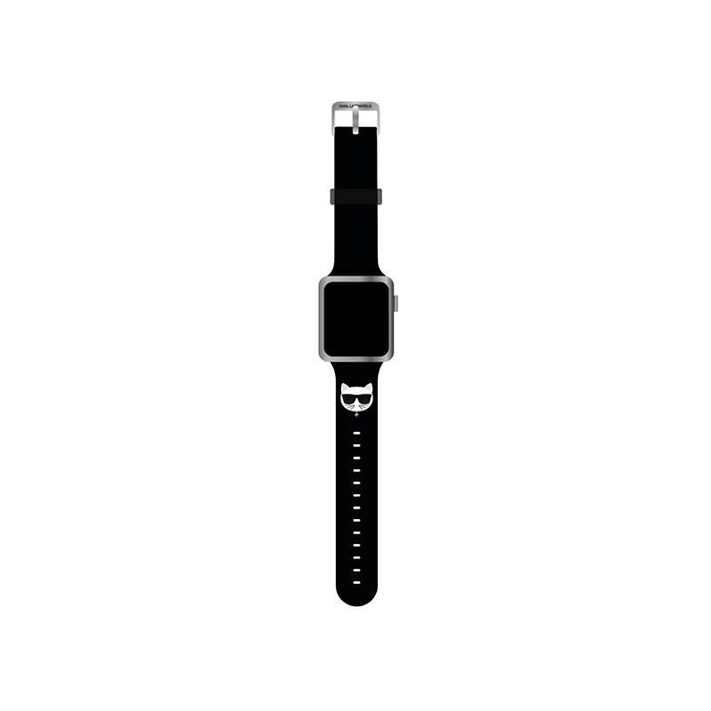 Pasek Karl Lagerfeld KLAWLSLCK Apple Watch 4/5/6/7/SE 44/45mm czarny/black strap Silicone Choupette Heads