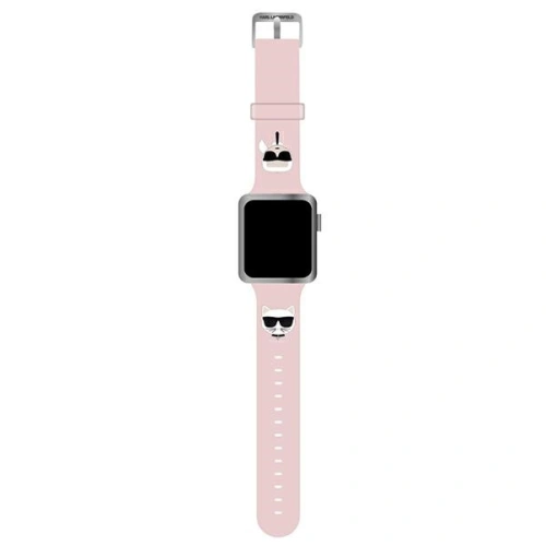 Kup Pasek Karl Lagerfeld KLAWLSLCKP Apple Watch 4/5/6/7/SE/8/9/Ultra 44/45/49mm rózsaszín/pink szíj Szilikon Karl & Choupette Fejek - KLD808PNK - {ean13} - Sklep Home Screen