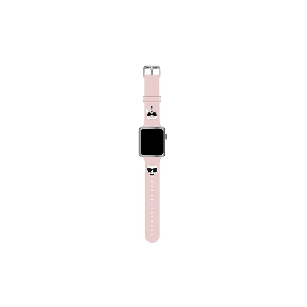 Pasek Karl Lagerfeld KLAWLSLCKP Apple Watch 4/5/6/7/SE/8/9/Ultra 44/45/49mm różowy/pink strap Silicone Karl & Choupette Heads