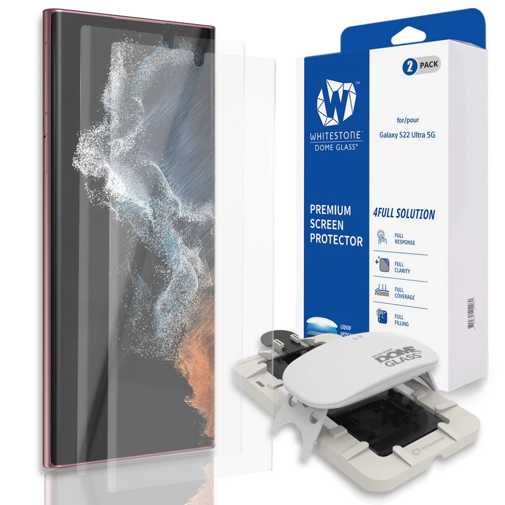 homescreen.pl - Szkło hartowane z klejem UV Whitestone Dome Glass Samsung Galaxy S22 Ultra [2 PACK]