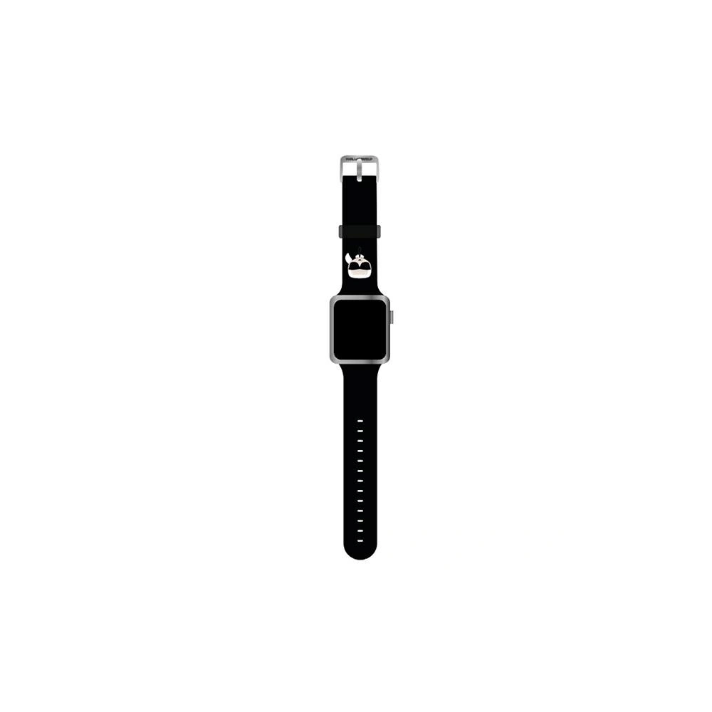 Pasek Karl Lagerfeld KLAWLSLKK Apple Watch 4/5/6/7/SE/8/9/Ultra 44/45/49mm czarny/black strap Silicone Karl Heads