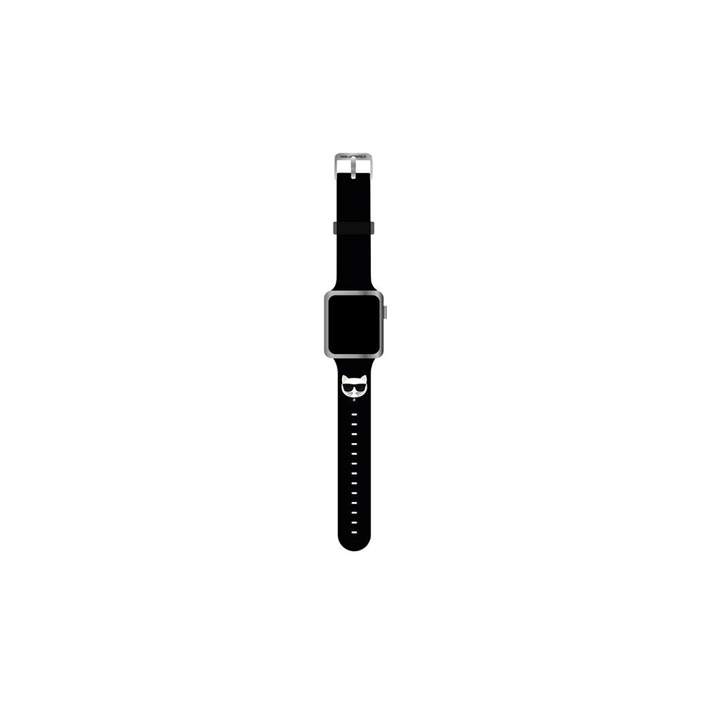 Pasek Karl Lagerfeld KLAWMSLCK Apple Watch 4/5/6/7/SE/8/9/10 40/41/42mm czarny/black strap Silicone Choupette Heads