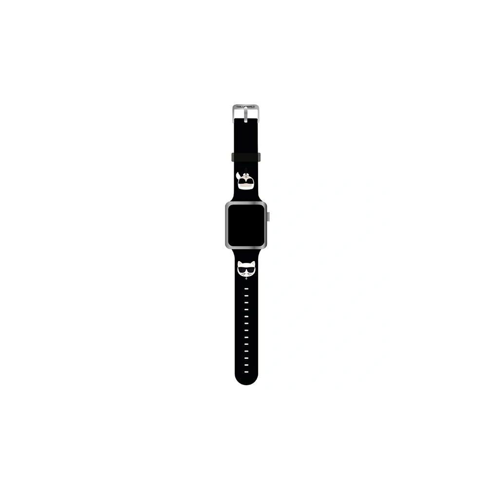 Pasek Karl Lagerfeld KLAWMSLCKK Apple Watch 4/5/6/7/SE/8/9/10 40/41/42mm czarny/black strap Silicone Karl & Choupette Heads