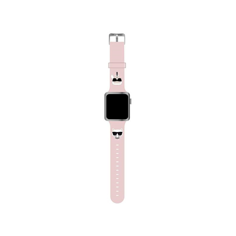 Pasek Karl Lagerfeld KLAWMSLCKP Apple Watch 4/5/6/7/SE 40/41mm różowy/pink strap Silicone Karl & Choupette Heads
