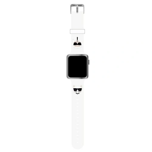 Kup Pasek Karl Lagerfeld KLAWMSLCKW Apple Watch 4/5/6/7/SE/8/9/10 40/41/42mm alb/white strap Silicon Karl & Choupette Heads - KLD818WHT - {ean13} - Sklep Home Screen