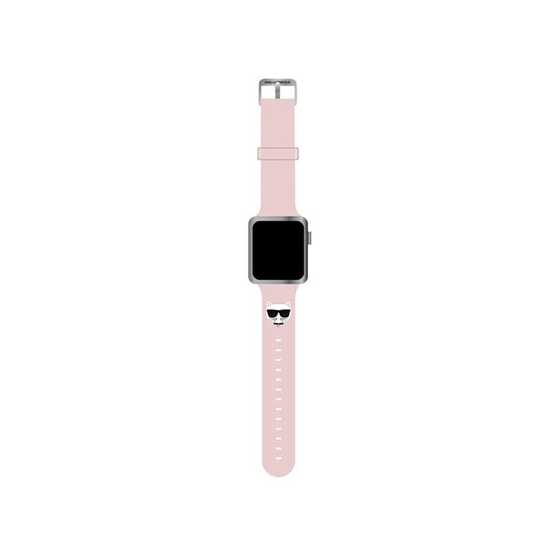 Pasek Karl Lagerfeld KLAWMSLCP Apple Watch 4/5/6/7/SE 40/41mm różowy/pink strap Silicone Choupette Heads