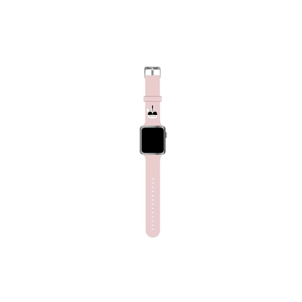 Pasek Karl Lagerfeld KLAWMSLKP Apple Watch 4/5/6/7/SE/8/9/10 40/41/42mm różowy/pink strap Silicone Karl Heads