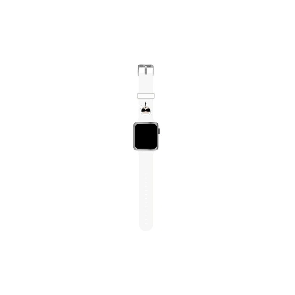 Pasek Karl Lagerfeld KLAWMSLKW Apple Watch 4/5/6/7/SE/8/9/10 40/41/42mm biały/white strap Silicone Karl Heads