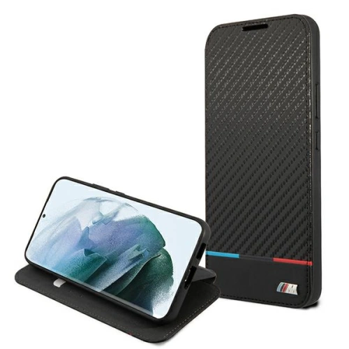 Buy BMW BMBKS22MPUCARTCBK Samsung Galaxy S22+ Plus black bookcase M Collection Triangles - BMW273BLK - {ean13} - Home Screen Store Europe