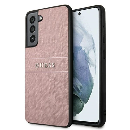 Kup Etui Guess GUHCS21FPSASBPI Samsung Galaxy S21 FE roz/pink Saffiano Stripe - GUE1582PNK - {ean13} - Sklep Home Screen