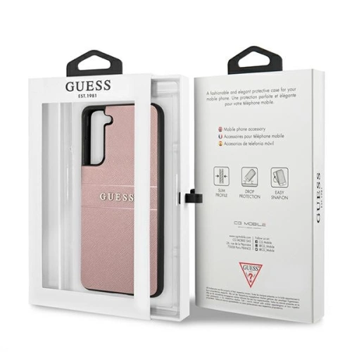 Kup Etui Guess GUHCS21FPSASBPI Samsung Galaxy S21 FE różowy/pink Saffiano Stripe - GUE1582PNK - {ean13} - Sklep Home Screen