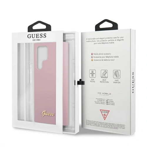 Kup Etui Guess GUHCS22LLSLMGLA Samsung Galaxy S22 Ultra levandulová/lavender hardcase silikonový skript metalové logo - GUE1586LAV - {ean13} - Sklep Home Screen