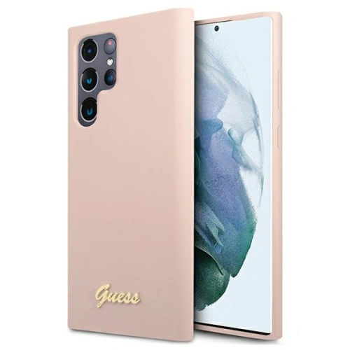 Kup Etui Guess GUHCS22LLSLMGPP Samsung Galaxy S22 Ultra roz/pink hardcase Silicon Script Metal Logo - GUE1587PNK - {ean13} - Sklep Home Screen
