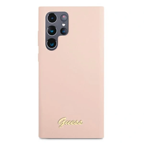 Kup Etui Guess GUHCS22LLSLMGPP Samsung Galaxy S22 Ultra różowy/pink hardcase Silicone Script Metal Logo - GUE1587PNK - {ean13} - Sklep Home Screen