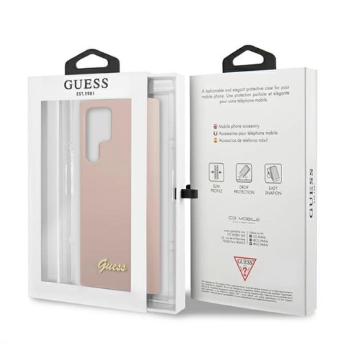 Kup Etui Guess GUHCS22LLSLMGPP Samsung Galaxy S22 Ultra różowy/pink hardcase Silicone Script Metal Logo - GUE1587PNK - {ean13} - Sklep Home Screen