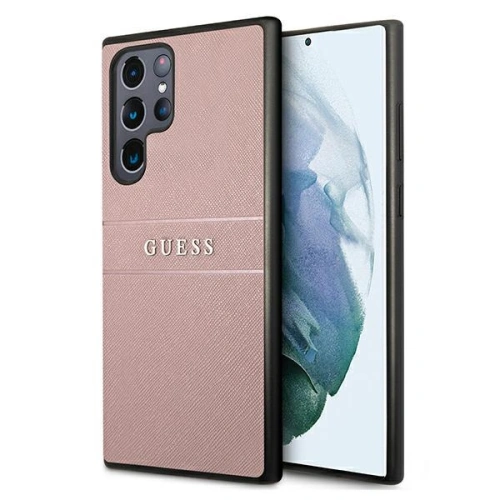 Buy Guess GUHCS22LPSASBPI Samsung Galaxy S22 Ultra pink Saffiano Stripe - GUE1589PNK - {ean13} - Home Screen Store Europe