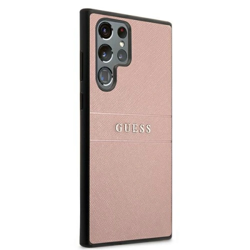 Buy Guess GUHCS22LPSASBPI Samsung Galaxy S22 Ultra pink Saffiano Stripe - GUE1589PNK - {ean13} - Home Screen Store Europe