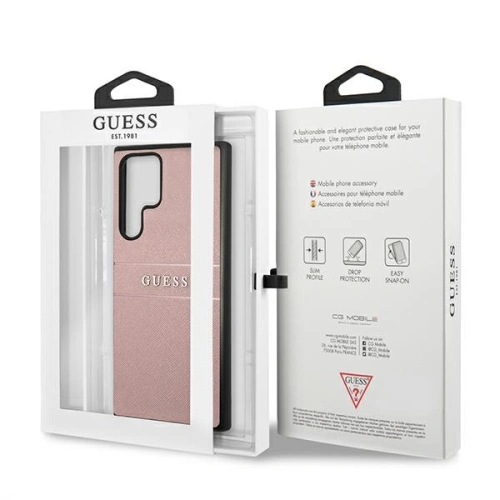 Kup Etui Guess GUHCS22LPSASBPI Samsung Galaxy S22 Ultra różowy/pink Saffiano Stripe - GUE1589PNK - {ean13} - Sklep Home Screen