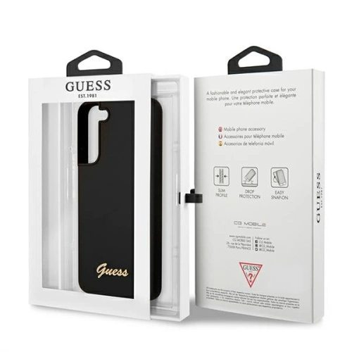 Buy Guess GUHCS22MLSLMGBK Samsung Galaxy S22+ Plus black hardcase Silicone Script Metal Logo - GUE1592BLK - {ean13} - Home Screen Store Europe